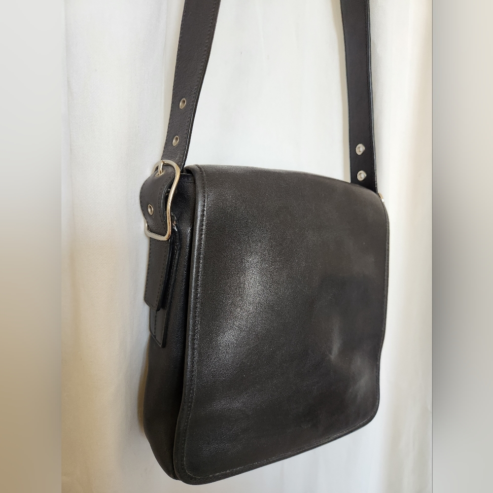 Vintage COACH Legacy Black Leather Front Flap Crossbody Handbag